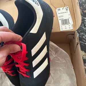 Adidas Black and Red Athletic Shoes with Red Laces